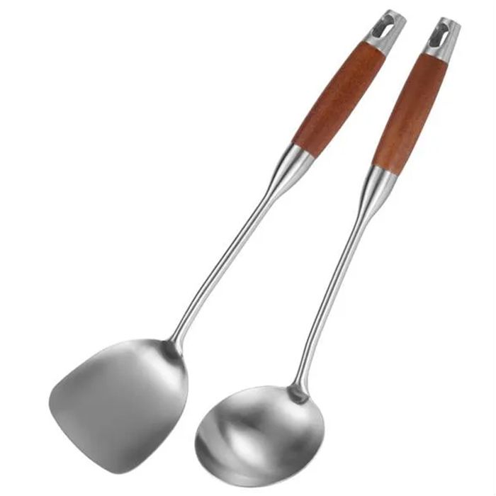 Spatule en acier inoxydable pour wok spatule pour wok en acier inoxydable ensemble dustensiles pour wok louche à soupe