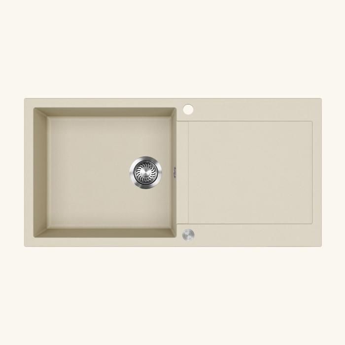 Evier granit beige Helika TESIS 1 grand bac - 1 égouttoir 500x1000