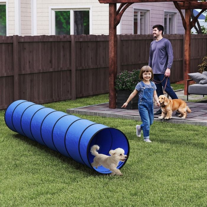 Tunnel dagilité pour chien 300 x 50 cm bleu grand et petit chien lot de 4 tunnels