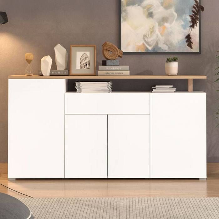 Buffet Levate Dmora en bois mélaminé blanc 180x40x94h cm Buffet Levate Dmora en bois mélaminé blanc 180x40x94h cm