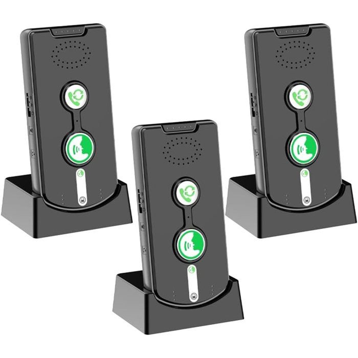 Interphone Bidirectionnel pour Système DInterphone Sans Fil avec Réglage Du Volume et des Sonneries Rechargeable Lot de 3B