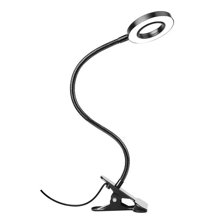 Lampe de chevet à pince - GRANDSALEY - Clip LED - 3 modes & 10 niveaux - USB - Mémoire & arrêt auto