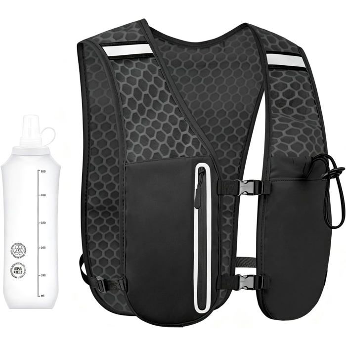 Gilet Hydratation Running Femme Homme Ultra-léger 115g - Poche à Eau 500ml Soft Flask - Mesh