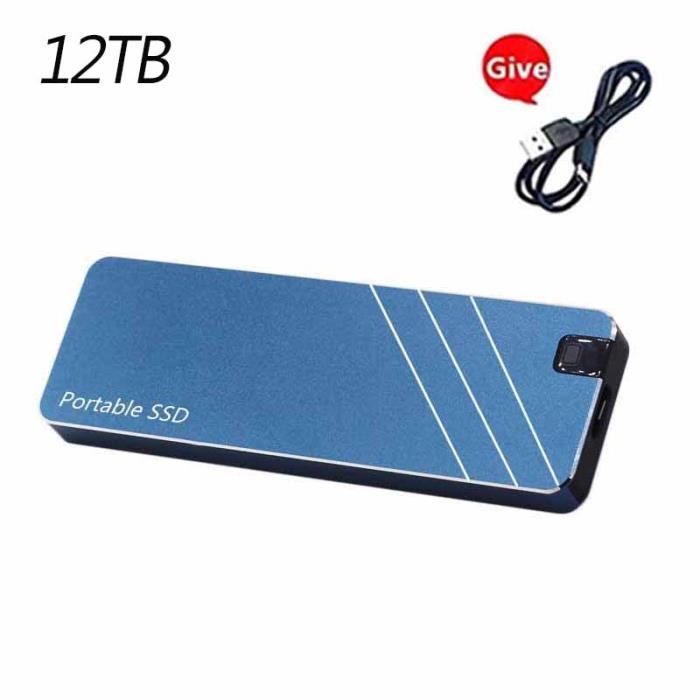 12 To bleu-Disque dur externe SSD portable haute vitesse, stockage USB  Type-C, interface USB 2023, ordinateur
