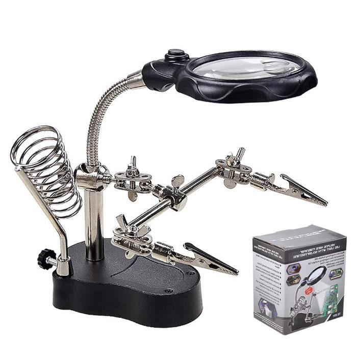 Loupe à Souder KATSU Avec LED Et Pinces - Grossissement 3X/4.5X/25X Pour Bijoux Et Réparation