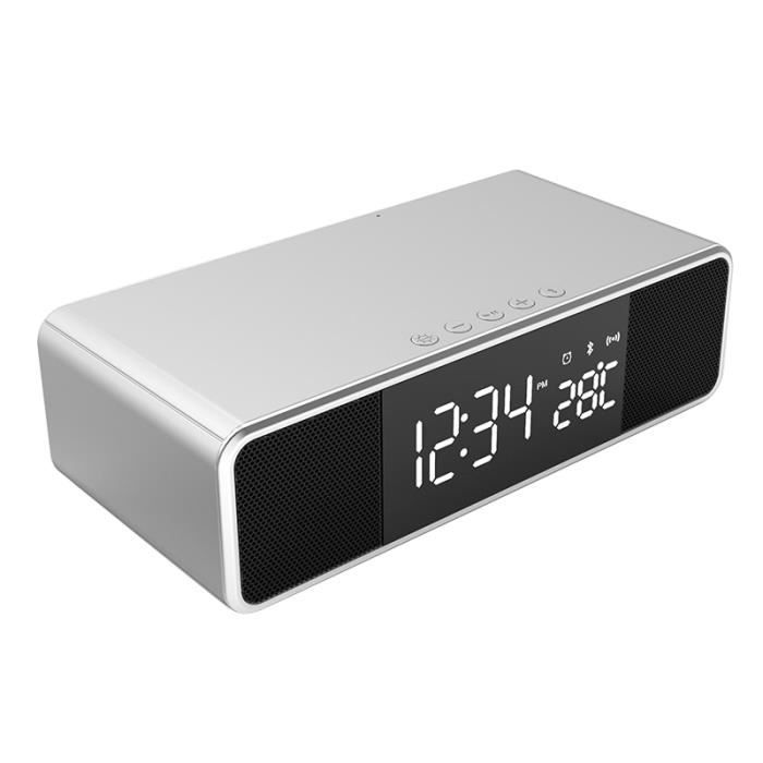 Haut-Parleur Radio-Réveil Avec Miroir Et Thermomètre - Bluetooth, FM, Double Alarme - Rose
