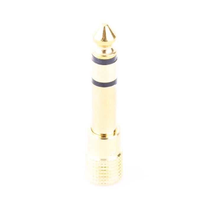 Adaptateur Jack 6.35 Mm Mâle Vers 3.5 Mm Femelle - Connexion Audio Plaqué Or, Pour Casque Ou Enceinte