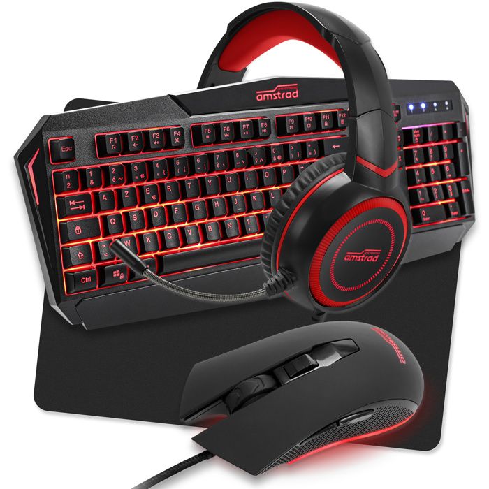 Pack Pro Gamer Amstrad Legends 6 Pièces Clavier, Souris, Tapis, Casque