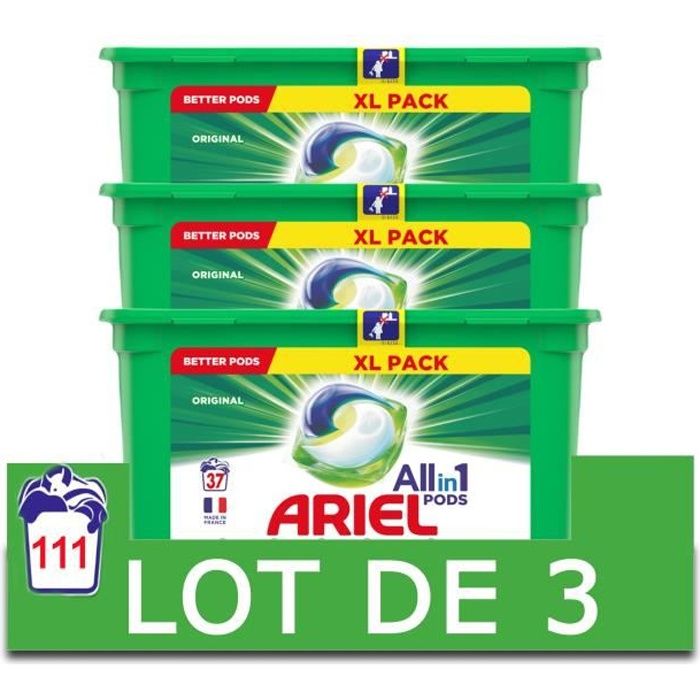 Lot de 3] ARIEL Allin1 Pods Lessive en capsules Original - 37 Lavages- -  Cdiscount Electroménager