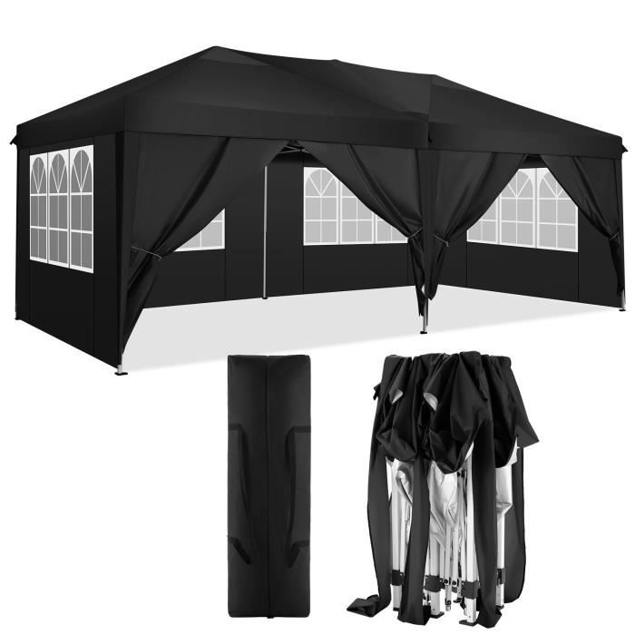 Tonnelle Pliante 3x6 M COBIZI - Ouverture Centralisée à Un Bouton, 6 Parois Latérales, Bandes Fluorescentes, UV 50+ - 8