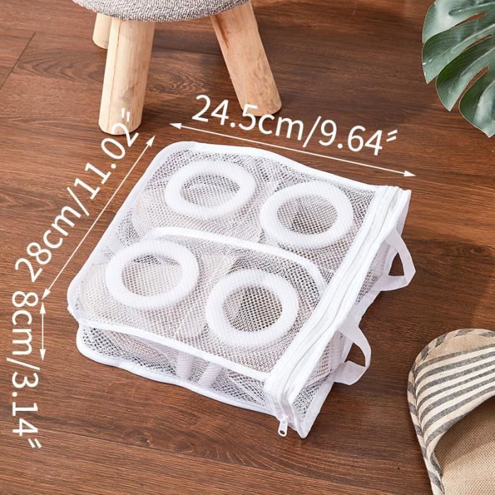 Sac De Lavage Chaussures Machine 2 En 1 - Double Poche Avec Zip - Nettoyage 360° - Réutilisable Et Léger