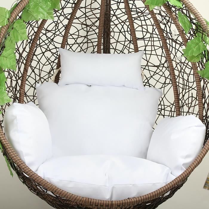 Yadlan Coussin Épaissi Pour Fauteuil Suspendu Œuf Rotin - Imperméable Beige Avec Appui-Tête