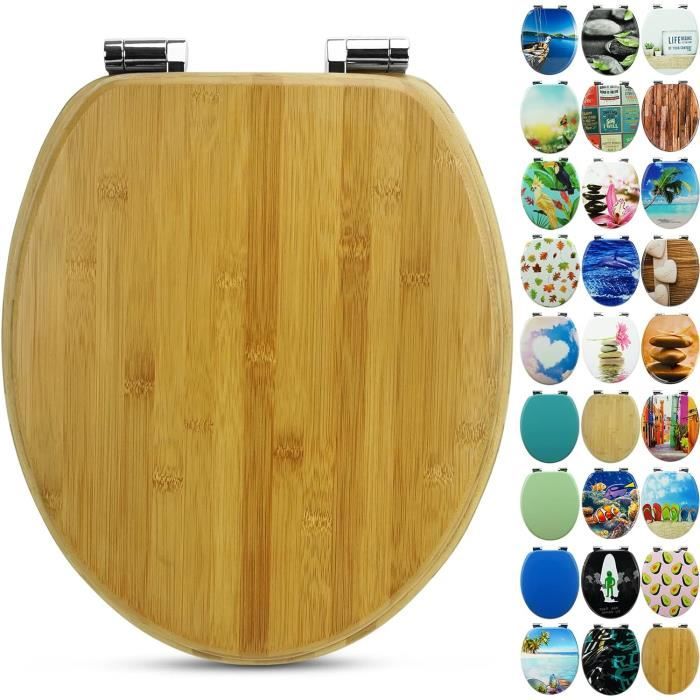 Abattant WC Wirquin Woody Palm - Frein Chute - Vert/Blanc - Charnières Inox