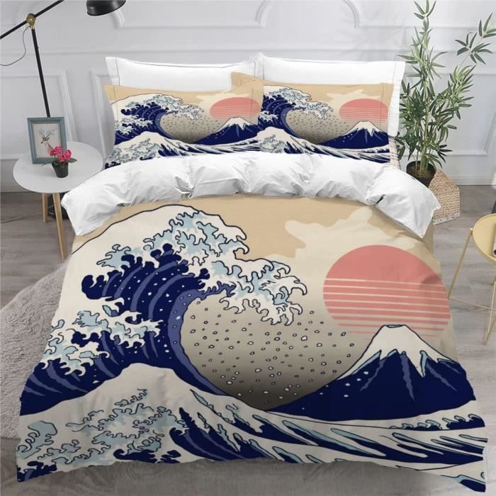 Parure de lit samouraï japonaise pour lit simple, motif dragon noir, décoration de chambre pour enfants, garçons, adolescents, hommes, décoration de chambre à coucher, drap-housse vintage à encre Parure de lit samouraï japonaise pour lit simple, motif dragon noir, décoration de chambre pour enfants, garçons, adolescents, hommes, décoration de chambre à coucher, drap-housse vintage à encre