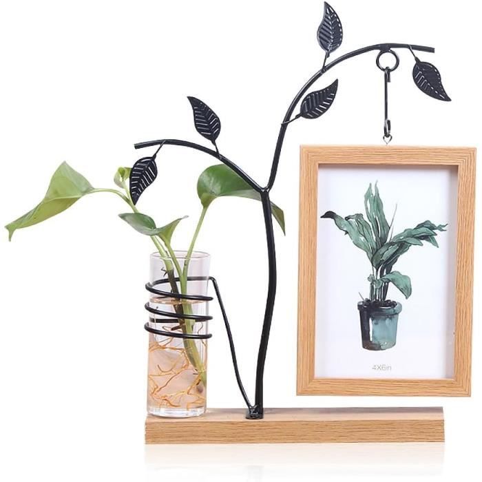 Cadre Photo Double Pliable 10x15 Cm - Bois Et Acrylique, Affiche 2 Photos, Gris, Pour Table - 12