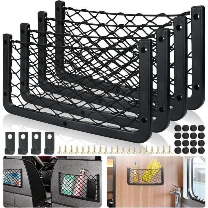 Lot De 2 Filets De Rangement Pour Voiture - 20 X 8 Cm, Noir, Maille élastique | Pour Téléphone, Cartes, Petits Objets - 3