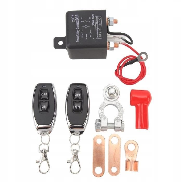 Coupe-Circuit Batterie 12V 200A Télécommandé – Interrupteur Antivol Voiture, Camping-Car, Bateau, Yacht Avec 2 Télécommandes, Protection Décharge