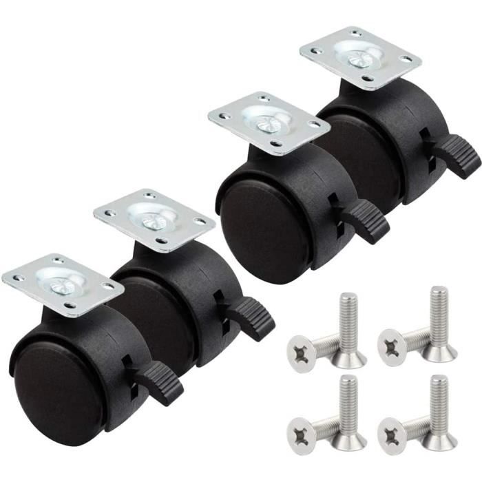 Lot De 5 Roulettes Pour Meubles - Tige Filetée M10x15mm En Nylon - Charge Max 38 Lb/pièce - Neuf Zaplyte
