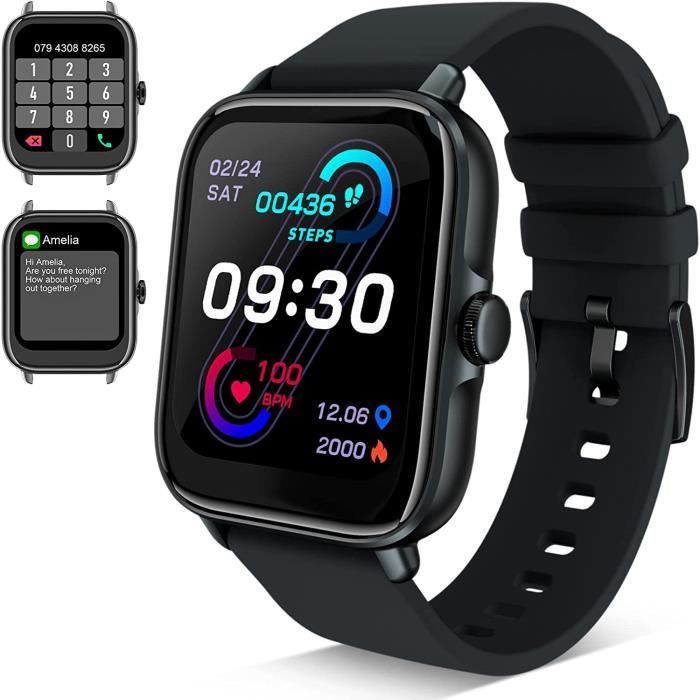 Montre Connectée Femme Homme, Smartwatch avec Appel et SMS 1.7