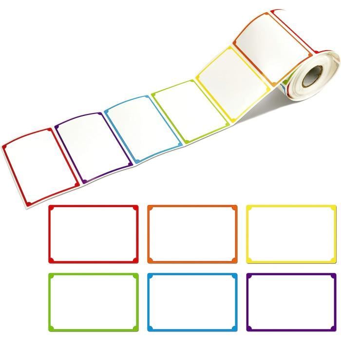 300 Etiquette avec ligne perforée pour Maison Bureau Ecole (6 bordures  colorées, 9 x 5,6 cm chacun) … : : Fournitures de bureau