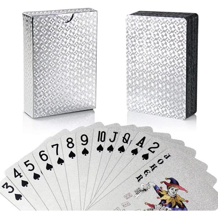 Jeux de Cartes Poker, Jeu Carte en PVC Étanche Feuille d'or avec