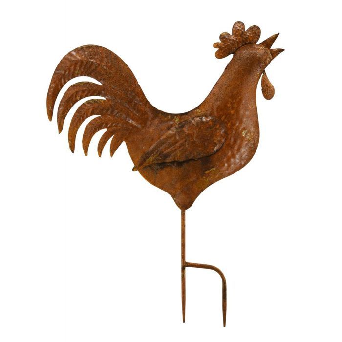 Coq en métal rouillé Marron