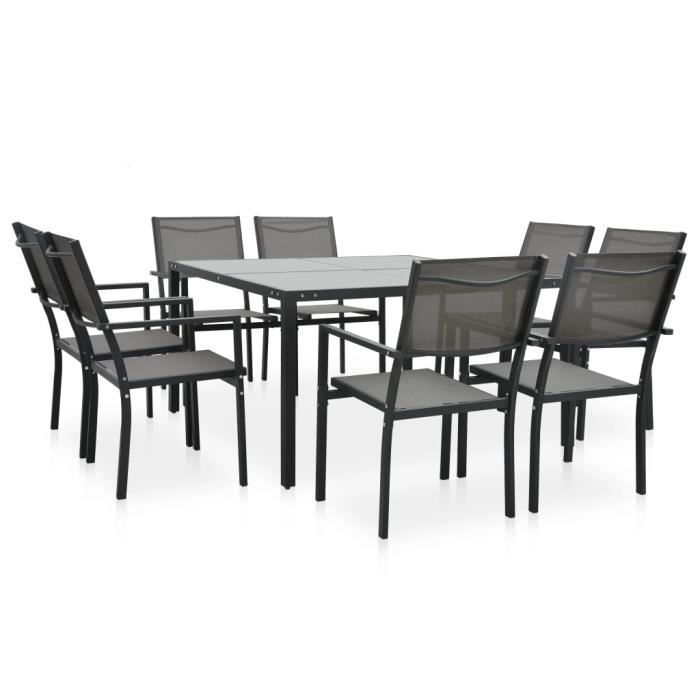 mobilier de salle a manger d exterieur 9 pcs ensemble de salle a manger de jardin 1 table et 8 chaises ensemble a diner style cdiscount jardin