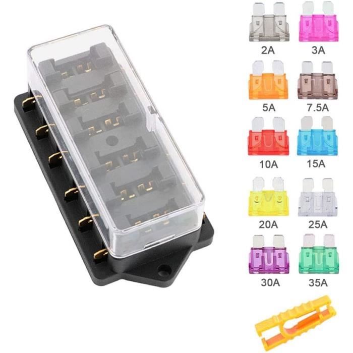 Boîte à Fusibles 10 Voies QitinDasen - Universelle 12V/24V - Avec 10 Fusibles Gratuits - Protection Circuits Voiture/Bateau