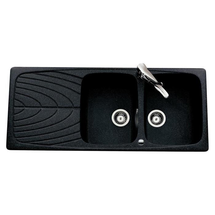 Evier Granit Noir Mouchete Bali 2 Bacs 1 Egouttoir Achat Vente Evier De Cuisine Evier Granit Noir Mouchete Cdiscount