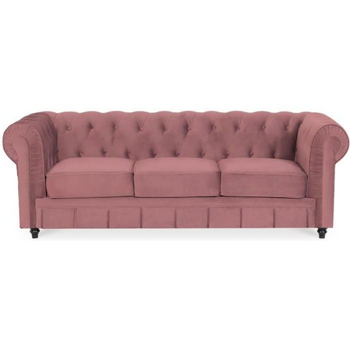 Canape Chesterfield Velours 3 Places Altesse Vieux Rose Canape Chesterfield Velours 3 Places Altesse Vieux Rose