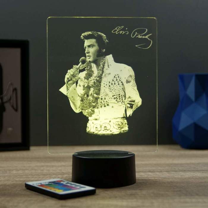 Lampe 3D portrait Elvis Presley Hawaii – LED – Idée Cadeau – Fabriquée en France