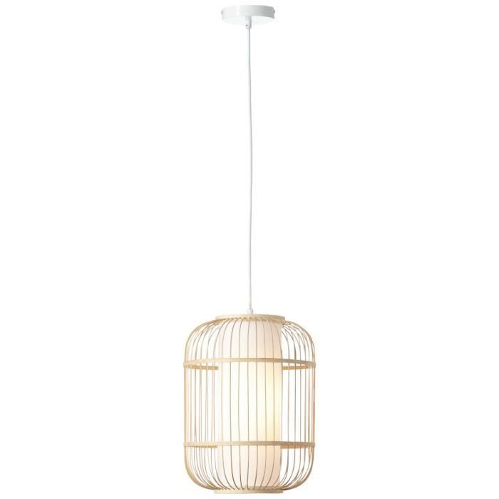 Suspension BRILLIANT Bones 30cm naturel - blanc 1x A60 E27 40W Style industriel - Loft Suspension BRILLIANT Bones 30cm naturel - blanc 1x A60 E27 40W Style industriel - Loft
