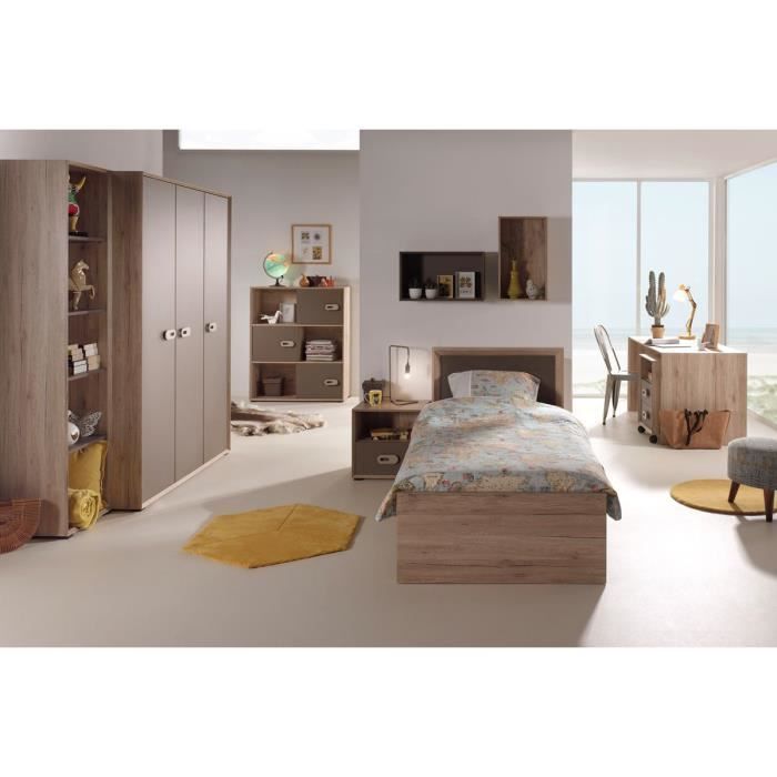 Ensemble Complet 8 Pieces Pour Chambre Moderne Avec Lit 90x200 Cm Chevet Armoire 3 Portes Bureau Bibliotheque Caisson Meuble Achat Vente Structure De Lit Ensemble Complet 8 Pieces P