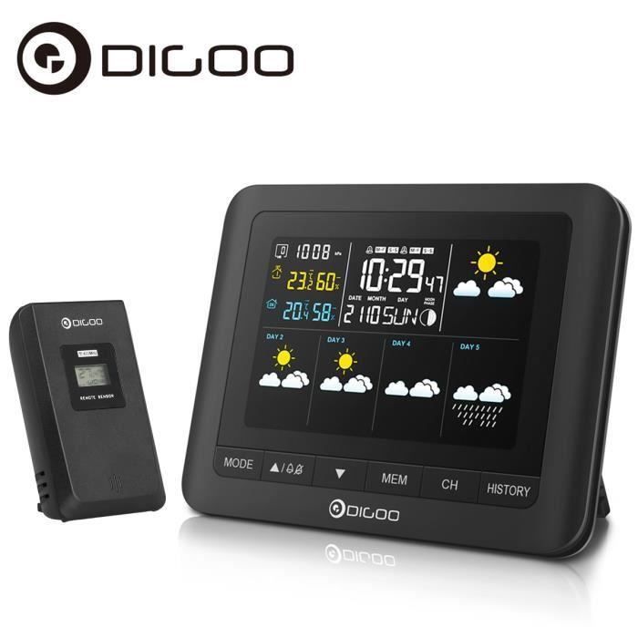 Digoo DG-TH8805 Station Météo LCD San Fil Avec Capteur Prévisions du temps  à 5 jours Baromètre Alarme - Cdiscount TV Son Photo