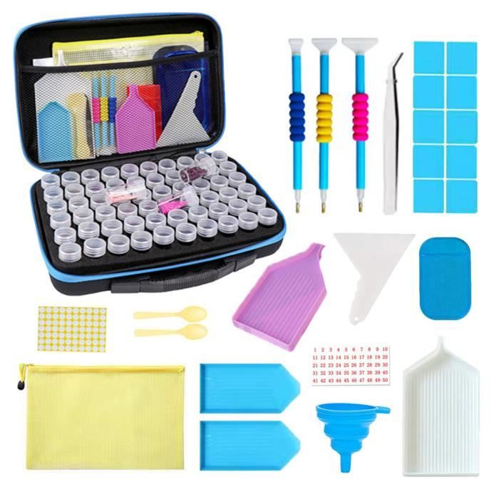 Boîte Rangement Diamond Painting - 60 Compartiments Avec Accessoires, Valise Organisatrice