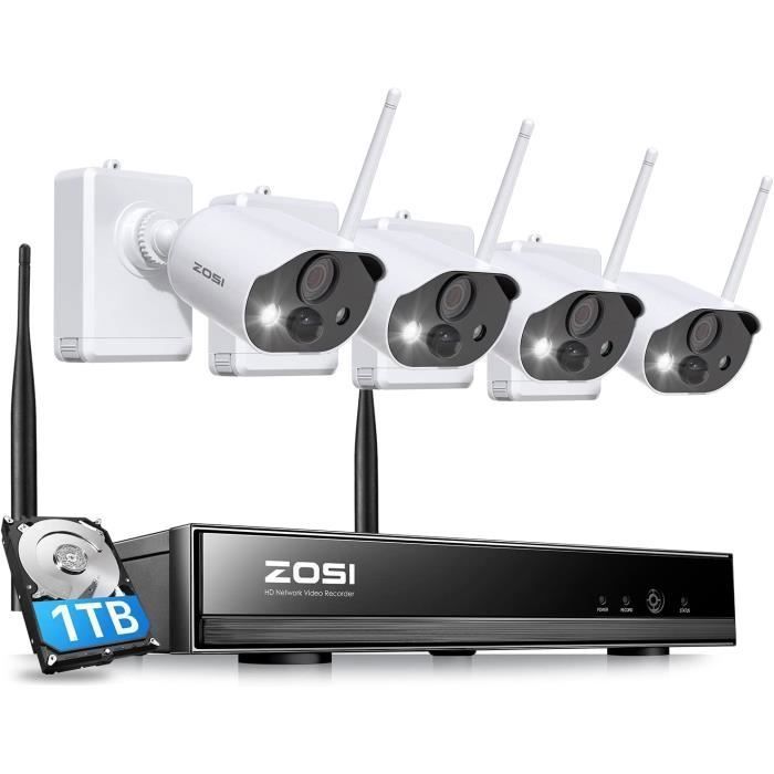 ZOSI C306 3MP Kit Vidéo Surveillance sans Fil 8CH 1To NVR + 4 Caméra de