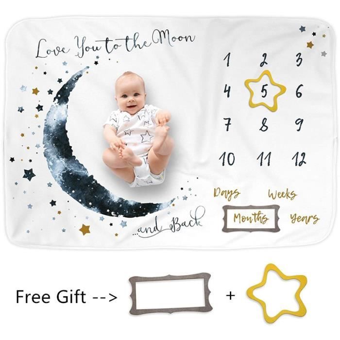Couverture pour bébé de lune florale bébé fille ou garçon montre-moi grandir cadeau de bébé couverture bebe pour nouveau-nés 50 tapis mois bebe mois pour suivi de lâge et de la croissance 