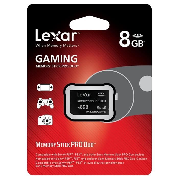 Cartes mémoire Lexar Carte Mémoire Memory Stick 8 Go Pro Duo Gaming