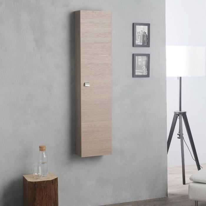 meuble colonne salle de bains - facili - fixation murale - bois - beige