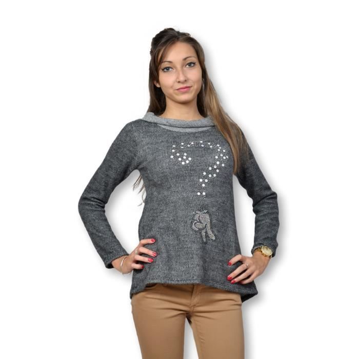 Pull femme BELLE COEUR manche longue taille unique fin de