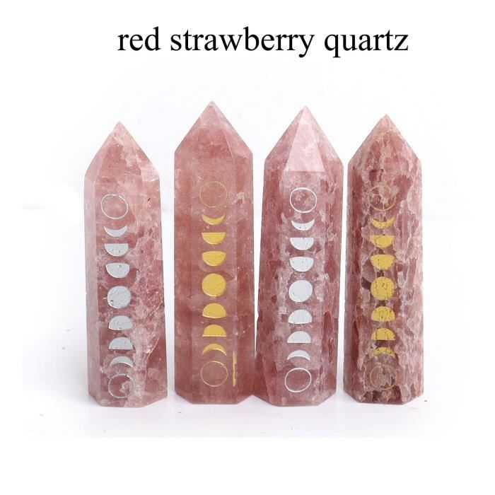 Dessous de verre,Baguette en cristal naturelle sculptée, 1 pièce,  changement de Phase de - Type red strawbwrryquartz-1pc gold - Cdiscount  Maison
