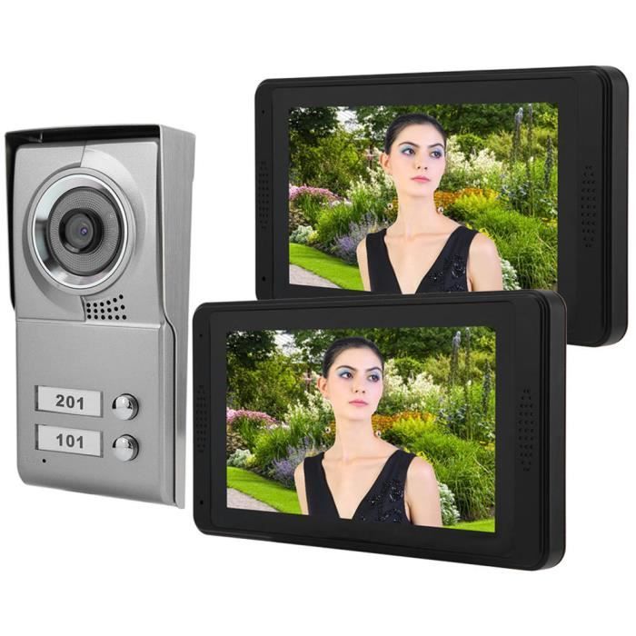 MOI Interphone 2 Voies 7in Filaire Wifi Vidéo Sonnette TFT LCD Affichage à Distance APP Mot de Passe Carte d/'Identité Vision Nocturne Interphone 100-240V