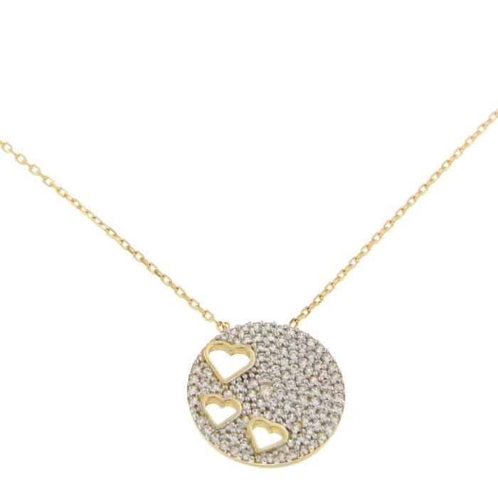 Pendentif émeraude Naturelle Et Zircons En Or Blanc 18 Carats - Style Cœur - Pour Adolescent - Neuf