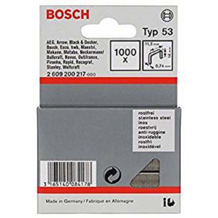 Agrafes inox 14x114mm n°53 BOSCH Lot de 1000 Conviennent pour textiles