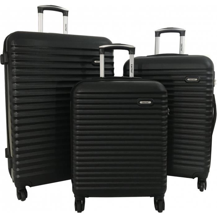 Lot 3 Valises Rigides dont 1 Valise Cabine Cactus ABS NOIR - BA10343-NOIR