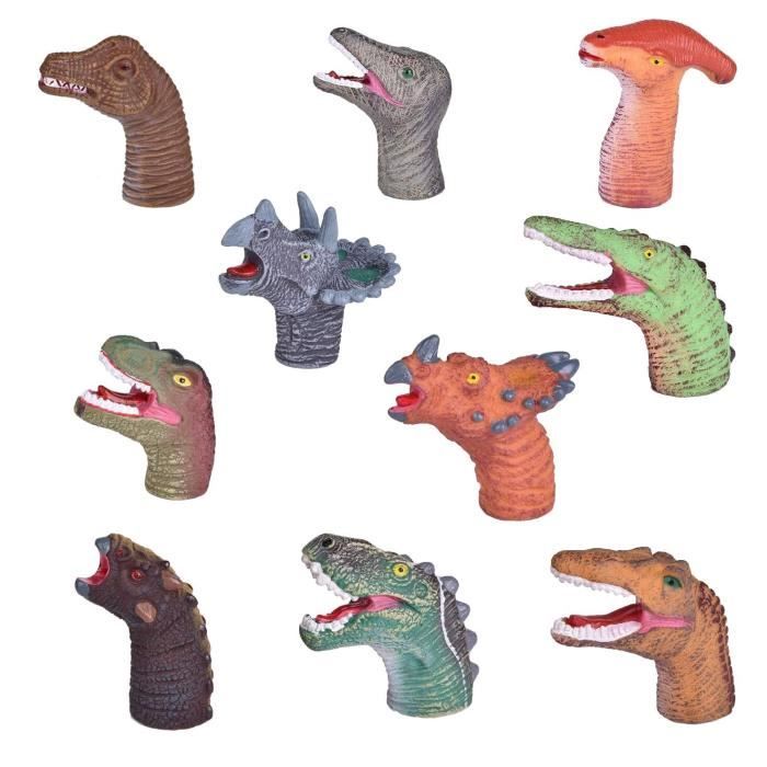 Set De 10 Marionnettes à Doigts Dinosaures En Caoutchouc - Jeu De Rôle Et Narration - Cadeau Enfant