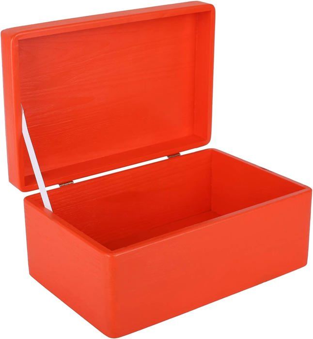 creative deco boite rangement en bois rouge - 30 x 20 x 14 cm (+/- 1 cm) - avec couvercle - boite en bois - boîte caisse malle coffr