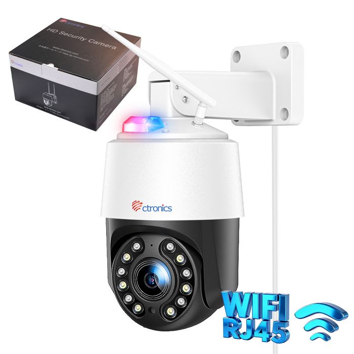 4K 8MP Caméra Surveillance Ctronics 5X Zoom Optique WiFi 24/5 GHz Détection Humain/Véhicule/Animaux 50m Suivi Auto Métal/Cloud