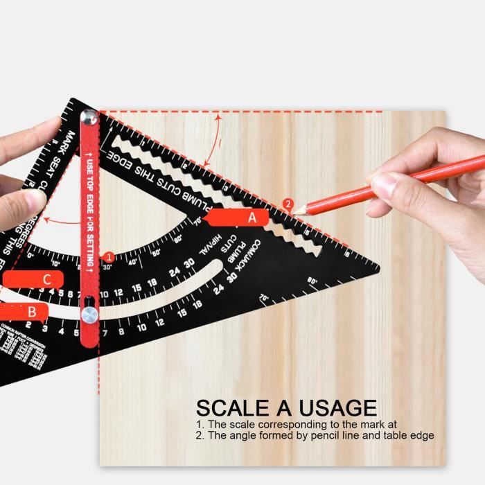 Règle Triangulaire De Menuiserie De 7 Pouces, Multifonction Réglable, Disposition De Charpentier, Outils Carrés Pour Le Travail Du Bois, Règle De Mesure Carrée