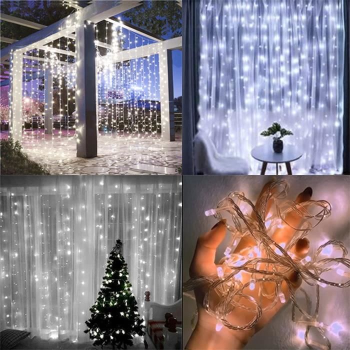 Guirlande Lumineuse, 9M 180 LED Guirlande LED Noël 8 Modes Blanc froid